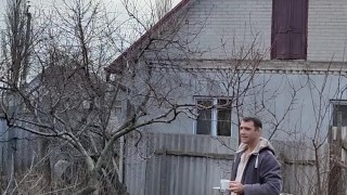 I drink coffee in the garden