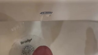 Walk around naked in the locker room and cum