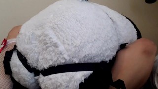 Fucking thick long panda dildo in different ways