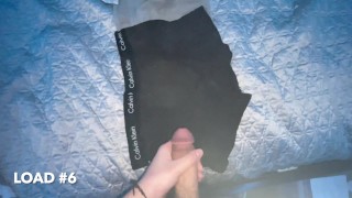 hairy arab top pumps 8 separate loads of hot thick cum on boxer briefs - cumshot compilation
