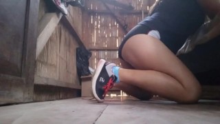 Masturbation on my lover's tits and intense anal sex