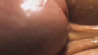I push inside the sperm that flowed out of her. Maximum detailed penetrations
