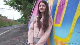 Public Agent - super natural and cute real european 19yr college student with natural breasts and red lingerie fucked outside