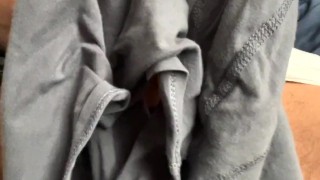 Clothed Boner and Precum Play