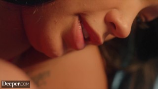 Deeper. Shy Alina and bestie Harley have intense threesome