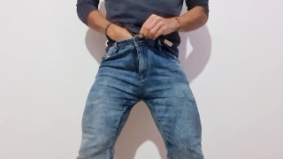 Steamy Solo Undressing my Pants and Masturbating My Cock Until It's Wet