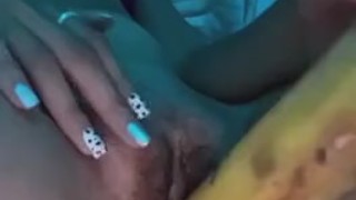 SEXY GIRL MASTURBATES WITH A BANANA 😈🍌