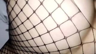 Very hard, not sparing, fucking a petite ass in stockings