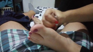 handjob footjob cum in toes