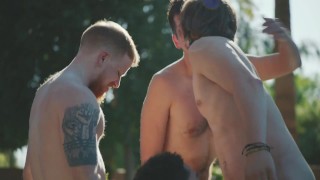 Transgender Stud Fucked by Hung Gay Tag Team
