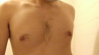 【元サッカー部の既婚男子】風呂場で大好きな乳首を触りながら大量射精
