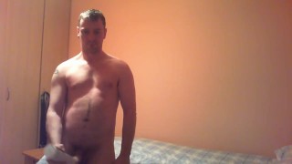 Fucking Fleslight jet while wtaching porn