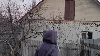 Winter walk in the evening garden