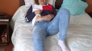 First masturbation in front of stepson and he gives me a big cumshot in my ass