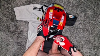Naked biker wanks on his mxhelmet