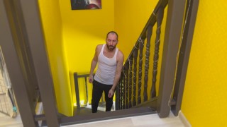 #422 Step dad caught me doing a naked workout and got horny on my hole