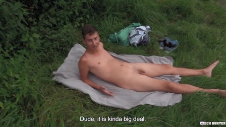 BigStr - Hot Twink Does Sunbath In The Park Near The River When A Dude Talks To Him About Cash