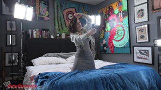 Beautiful brunette Dharma Jones sure knows how to suck a big one in Your Lucky Night POV blow job!!