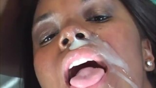 Locker room ebony teen drilled hard