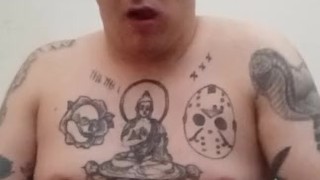 Solo masturbation with lotion and cum shot