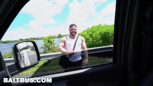 BAITBUS - Muscular Stud Tricked Into Getting His Dick Sucked By Another Dude And He Goes Along With It