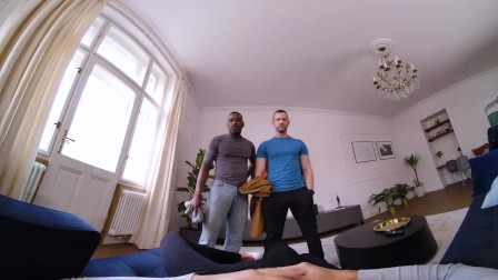 Interracial Threesome with Muscled Jocks in VR
