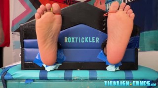 Submissive black stud tickled all over feet and yummy cock