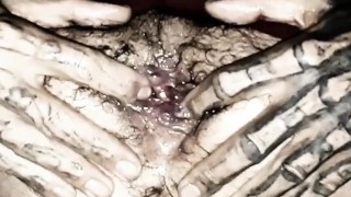 enjoy my hairy creampie - watch me squeeze and fart cum out of my hairy asshole and swallow it