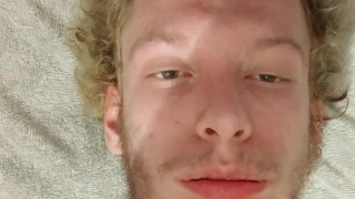 Very very skinny wet blonde spits on himself and goes takes a bath and has fun with himself