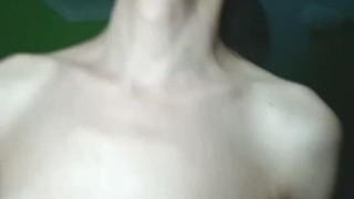 Skinny brunette fucks gives blowjob and swallows cum