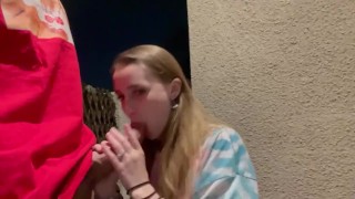 Spontaneous outdoor blowjob right after sunset