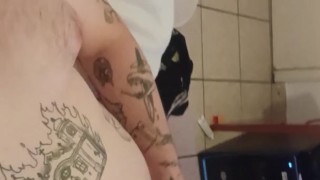 Gay puppy stroking cock