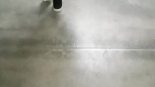 Pamela Croft pregnant busty MILF warming up in public parking spain