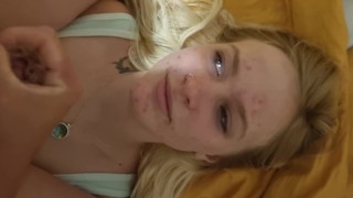 Cute blonde gets another facial