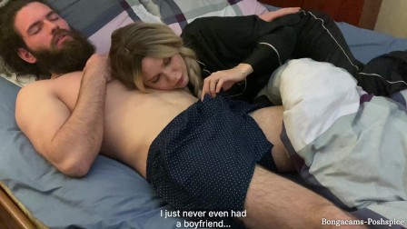 Innocent sleepover with stepbrother turned into deprivation of virginity (With subs)