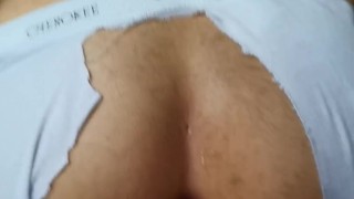 Fucking and cumming over a skinny twink