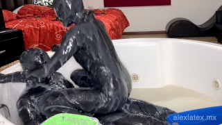 Playing in slime with Gloomy Babe, T2, messy sex - Alex Latex