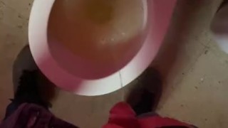 Huge long messy piss in my step mom office restroom hate piss in trash can and sink max relief