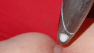 At parents house, no toys, hairbrush fucking