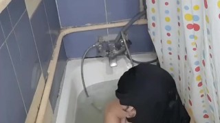 In the bathroom Jerk off