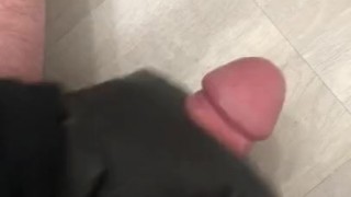 Black Glove Handjob, cum everywhere and moaning