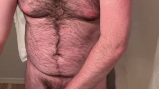 Hairy Cub Cumming in the Bathroom