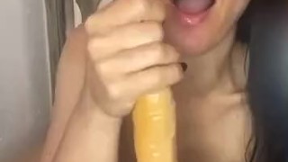Hot Horny Milf Fucks her Tight Wet Pussy with a Cucumber