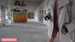 Hot girl caught naked in old building