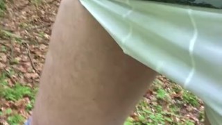 horny in the forest 😈 piss thru boxershorts and cum 💦