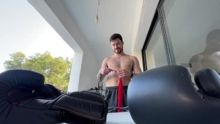 Macrophilia - brought to the gym in giants boxing gloves