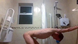 Stroking my white cock while showing off my skinny perfect body and taking a steamy shower