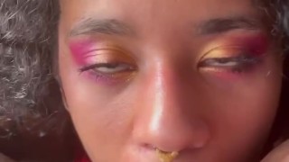 LESBIAN POV: Cute Latina eats her Ebony girlfriend’s pussy!