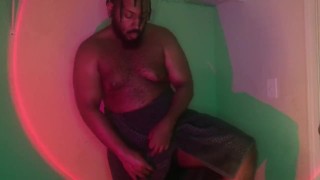 Hairy Black Thick Cock Strokes In Towel