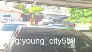 ALMOST CAUGHT !! Neighbor suckin my dick